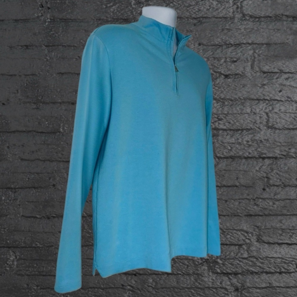 Peter Millar Ace Cotton-Modal Quarter-Zip Pullover Men’s Medium Blue Golf - Picture 8 of 16